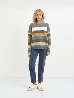 джемпер женский серый в полоску - Glenfield фото 2