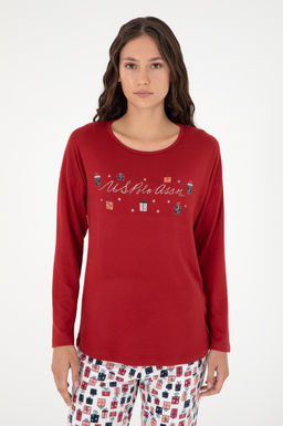 Женский бордово-красный пижамный комплект Неожиданная скидка в корзине - U.s. polo assn фото 3