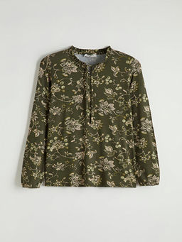 Ba?lamal? Yaka Desenli Bluz