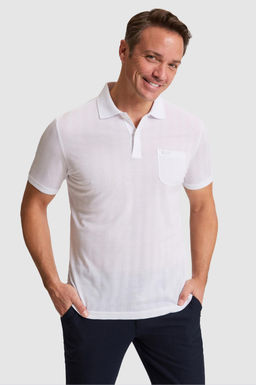 Erkek Beyaz Regular Fit Polo Yaka Ti__rt