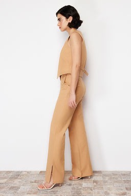 Camel Premium Straight/Duz Kesim Keten Dokuma Pantolon TWOSS24PL00079 - Trendyolmilla фото 4