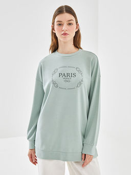 Bisiklet Yaka Bask?l? Kad?n Tunik