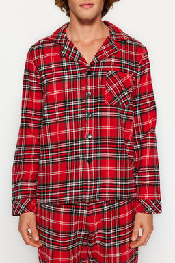 TRENDYOL MAN K?rm?z? Regular Fit Ekose Dokuma Pijama Tak?m? TMNAW24PT00019 - Trendyolmilla фото 3