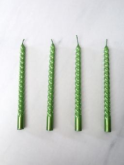 Свеча стержень 4 штуки 20 см витая глянец / MG-104 /уп 144/ зеленая - ГалеонТрейд фото 7