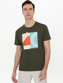 Haki Bisiklet Yaka Slim Fit T-Shirt