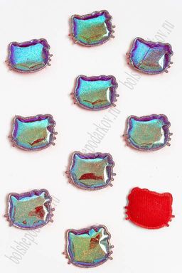 Патч глянец с блестками "Котёнок" 3*3,5 см (10 шт) SF-2971, зеленый хамелеон