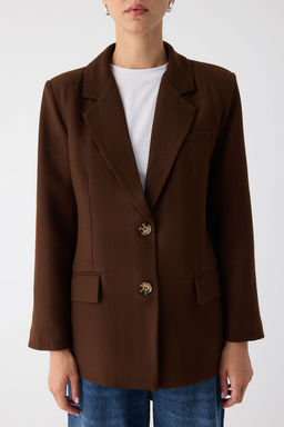 Wardrobe Essentials Kahverengi Kase Dokuma Ozel Koleksiyon Rahat Kal?p Blazer Ceket | TWOAW26BC00005
