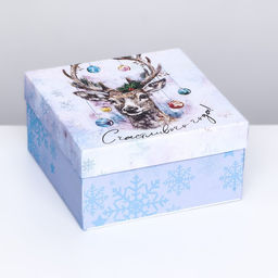 Коробка квадратная Счастливого года , 19 19 10 см