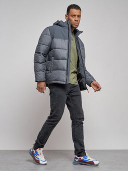 Куртка мужская зимняя с капюшоном спортивная великан серого цвета 8377Sr - Wonderrman фото 12
