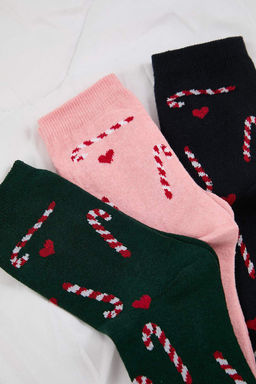 Lacivert-Pembe 3lu Y?lbas? Jakar Orme Corap THMAW26CO00023 - Trendyolmilla фото 2