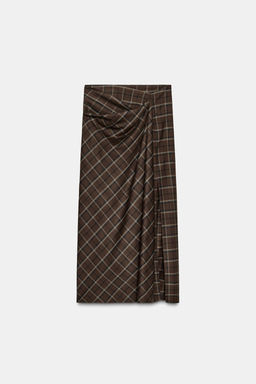 ZW COLLECTION DRAPED CHECK SKIRT - Zara фото 5
