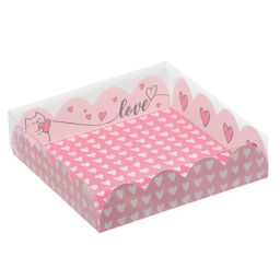 Цена за 5 шт. Коробка для печенья с прозрачной крышкой Love, 13×13×3 см