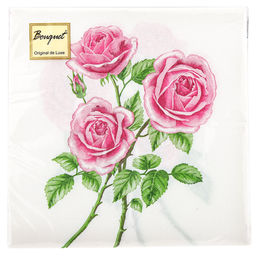 Салфетки бумажные Bouquet Original de Luxe 33х33см, 2-х слойные, 20 штук в упаковке, 100% целлюлоза, Три розы (Россия)  фото 2