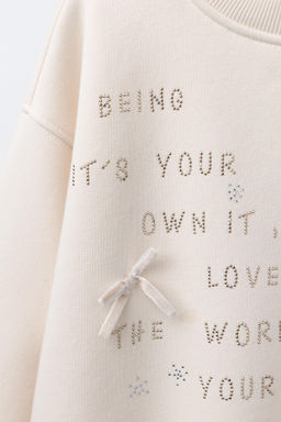 RHINESTONE SLOGAN SWEATSHIRT - Zara фото 3