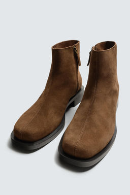 LEATHER BOOTS WITH TOPSTITCHING - Zara фото 2