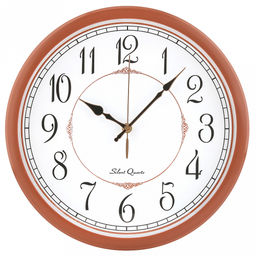 Часы настенные Гран-маркиз д31-33см, h5,4см, мягкий ход, циферблат белый; цифры арабские, черный; корпус пластик, светло-коричневый под дерево, в коробке (Китай)