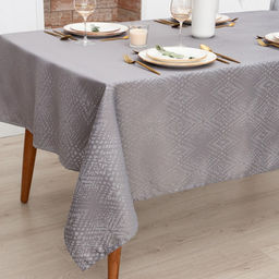 Скатерть Этель Ромбы цв.серебро, 142*283 +/-3 см, 115 10 гр,100% п/э  фото 3