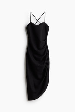Vestido drapeado en mezcla de lino