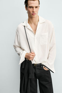 CAMISA FLUIDA RELAXED FIT ESTRUCTURA / Blanco - Zara фото 6