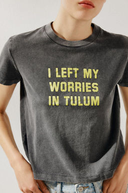 WASHED T-SHIRT WITH SLOGAN - Zara фото 17