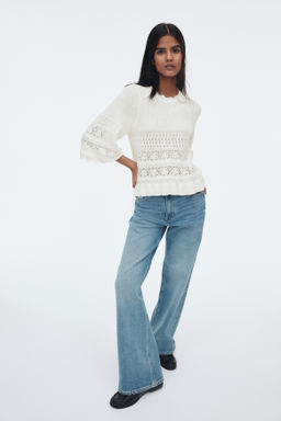 Jersey en punto pointelle con ribetes de volante - H&m фото 2