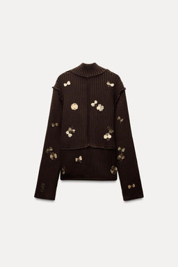KNIT CARDIGAN WITH GOLD FLOWERS - Zara фото 6