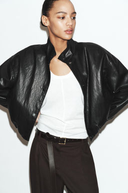QUILTED LEATHER EFFECT BOMBER JACKET - Zara фото 4