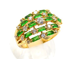 Кольцо женское "Мозаика" с цирконом зелёным, размер 17