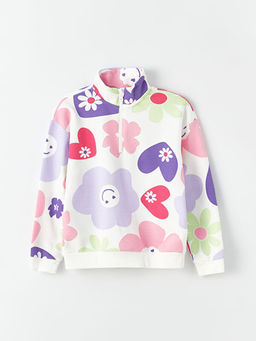 Dik Yaka Uzun Kollu K?z ?ocuk Sweatshirt
