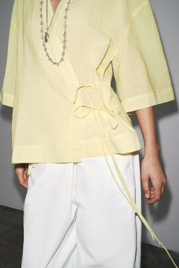 ZW COLLECTION STRIPED KIMONO WITH TIES - Zara фото 3