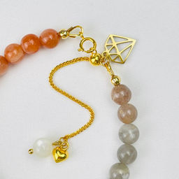 Браслет из Солнечного и Лунного камня микс Градиент 16 см + - Радуга самоцветов фото 3