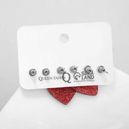 Набор 3 пары серёг LOVE сердечки, цветные в серебре - Queen fair фото 2