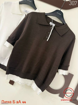 Футболка поло женская с пуговицами