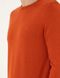 Turuncu Slim Fit Bisiklet Yaka Basic Triko Kazak - Pierre cardin фото 7