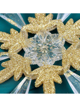 Цена за 2 шт. Ёлочная игрушка Зимнее волшебство. Снежинки лучистые, 1414 см, прозрачно-золотой, МИКС  фото 10