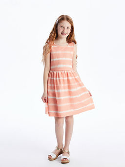 Bisiklet Yaka Batik Desenli K?z ?ocuk Elbise