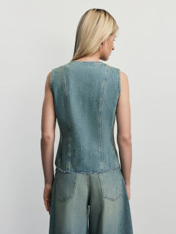 Джинсовый жилет на пуговицах / Zarina  фото 5