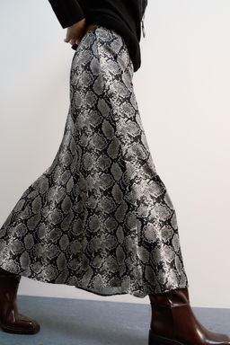 ANIMAL PRINT SATIN MIDI SKIRT - Zara фото 5