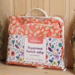 Набор банный женский Клубничка (шапка+рукавица+коврик) - Simaland фото 5