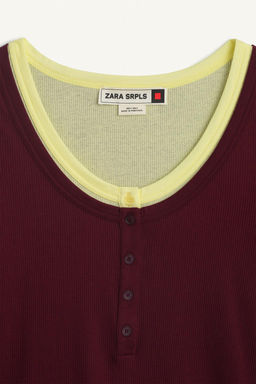 CTTN DBL TSHRT 16 / Burgundy - Zara фото 7