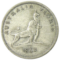 1 флорин (2 шиллинга) 1954 года Австралия  Королевский визит Елизаветы II
