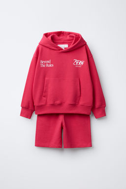 SLOGAN HOODIE AND BERMUDA SHORTS SET