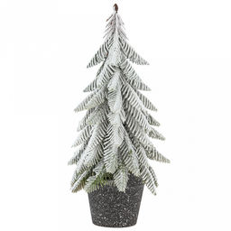 Елка искусственная "Снежная" h28,5см, настольная, в горшке, пластик, зеленый/белый (Россия)