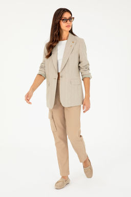 Куртка U.S. Polo Assn хлопок с льном хаки  фото 4