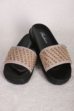 Шлепанцы пляжные со стразами