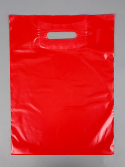 Цена за 50 шт. Пакет полиэтиленовый с вырубной ручкой, Красный 30х40 см, 60 мкм