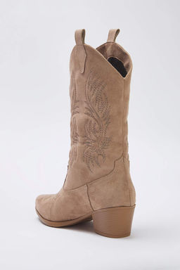 Vizon Suet Nak?sl? Sivri Burun Blok Topuklu Kad?n Kovboy BotTAKAW26BO00047 - Trendyolmilla фото 6