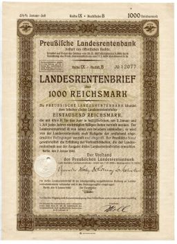 Облигация 4,5% 1000 рейхсмарок 1940 года Германия