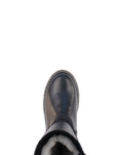 Монголки женские на войлочной подошве., Черные. Кожа. Молния. Подклад овчина.