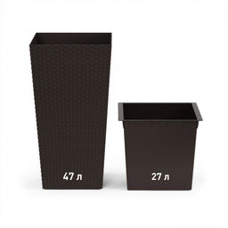 Кашпо напольное "Ротанг" 340х320х615мм (со вставкой)(мокко) 27/47л. М8848